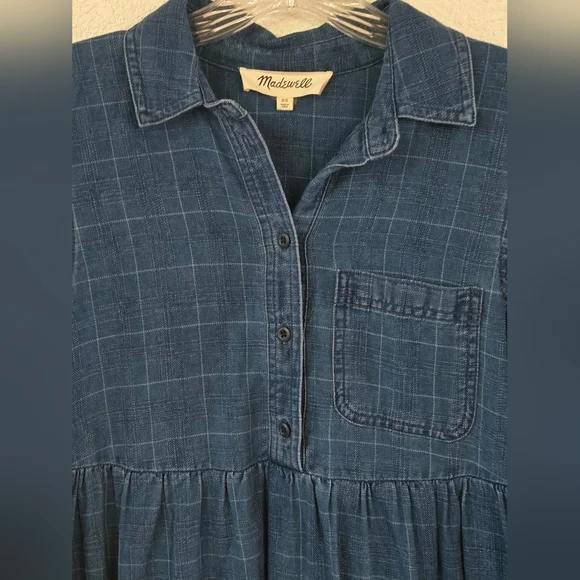 Madewell Blue Long Sleeve Dress - Picture 7 of 9